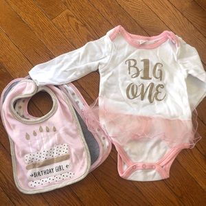 1st birthday tutu onesie with 3 matching bibs, 12m